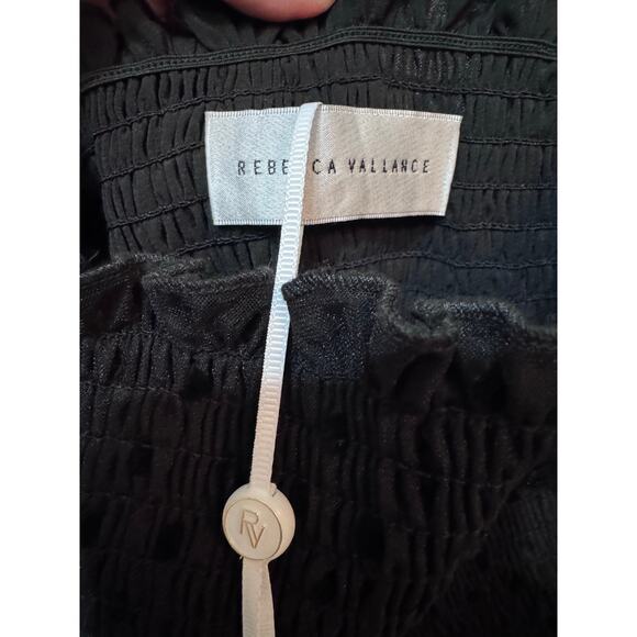 NWT Rebecca Vallance Black Sheer Tulle Belted Bodysuit Midi Tiffani Dress Size 8 - Picture 14 of 16